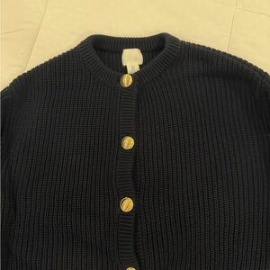 H&M Black Knit Cardigan with Gold Accents